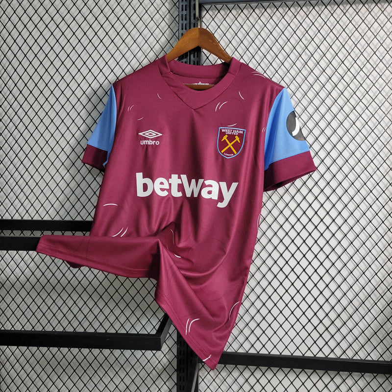 Camisa West Ham I 23/24 Umbro - Vinho