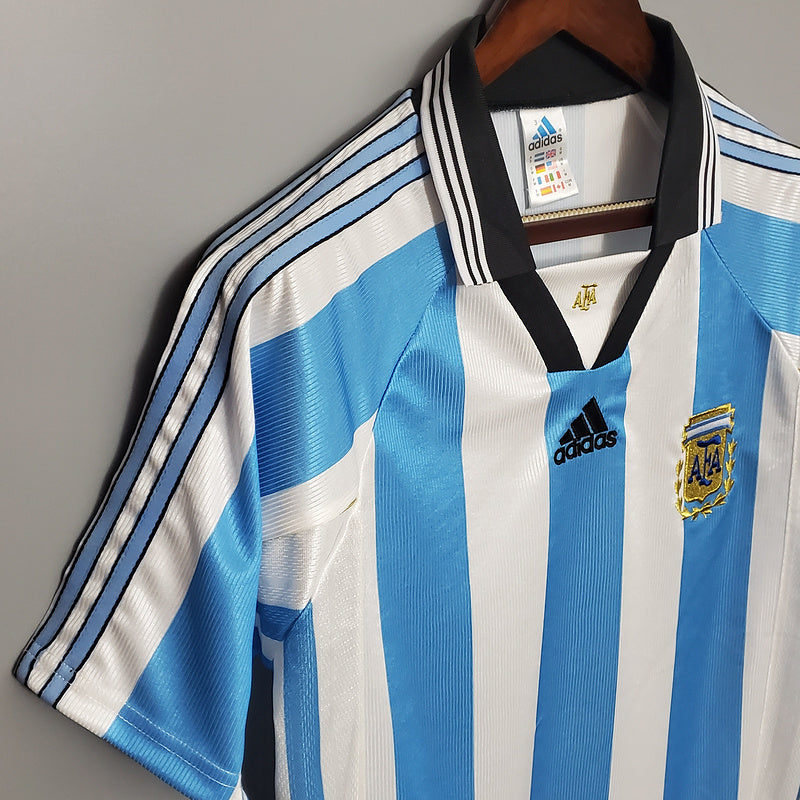 Camisa Seleção Argentina Retrô 1998 Azul e Branca - Adidas