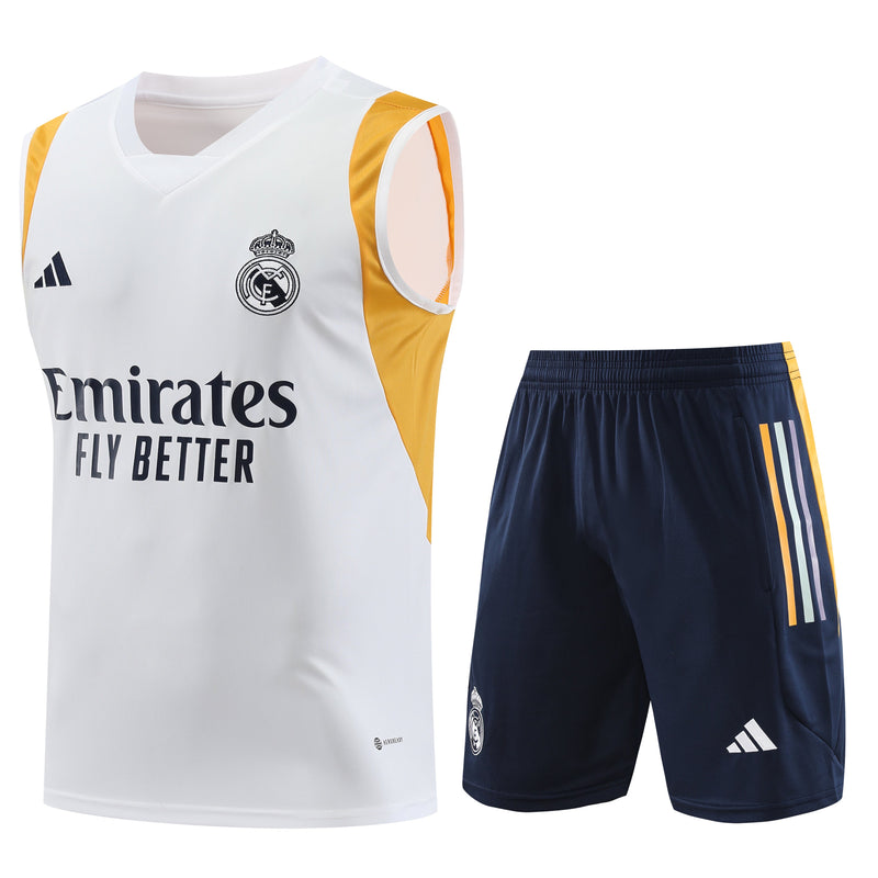 Kit Treino Real Madrid 23/24 Adidas - Branca - PRONTA ENTREGA